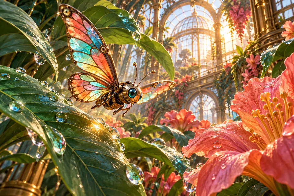 Follow a stained-glass wing through leaves the size of sails.